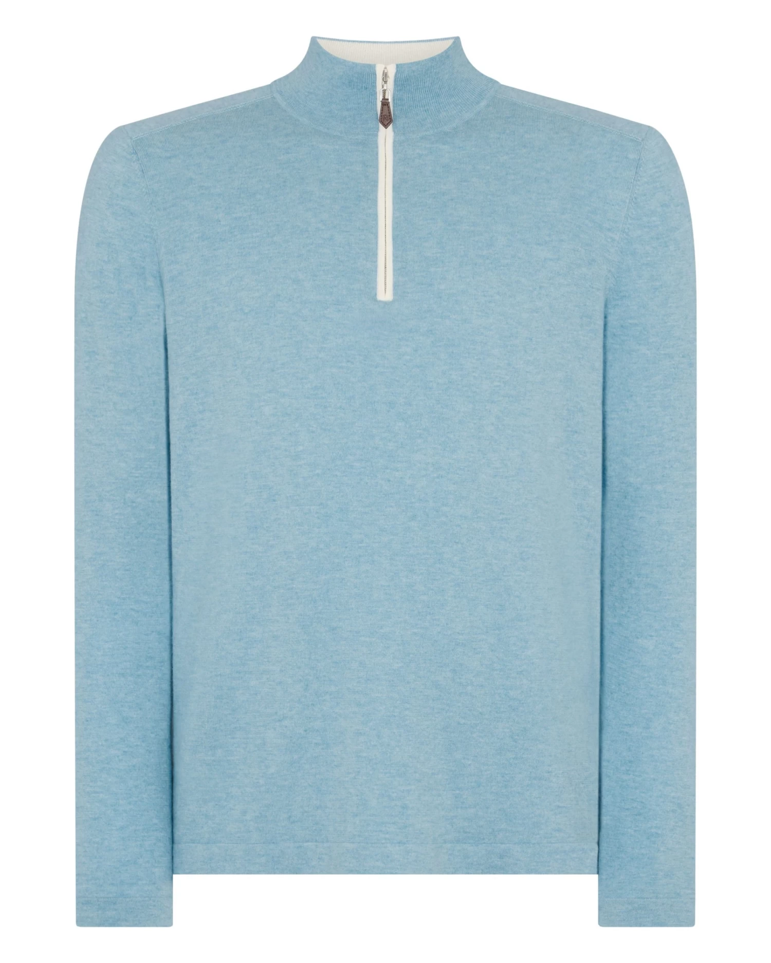 Men's Salcombe Half Zip Cotton Cashmere Jumper Cornflower Blue 4 Men's Salcombe Half Zip Cotton Cashmere Jumper Cornflower Blue - Image 2