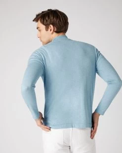 Men's Salcombe Half Zip Cotton Cashmere Jumper Cornflower Blue 10 Men's Salcombe Half Zip Cotton Cashmere Jumper Cornflower Blue -Cozy Fashion Shop SS24 NPG107940R C07 4