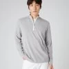 Men's Salcombe Half Zip Cotton Cashmere Jumper Fumo Grey -Cozy Fashion Shop SS24 NPG107940R FNI 1