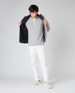 Men's Salcombe Half Zip Cotton Cashmere Jumper Fumo Grey -Cozy Fashion Shop SS24 NPG107940R FNI 3