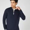 Men's Salcombe Half Zip Cotton Cashmere Jumper Navy Blue 1 Men's Salcombe Half Zip Cotton Cashmere Jumper Navy Blue -Cozy Fashion Shop SS24 NPG107940R N08 1
