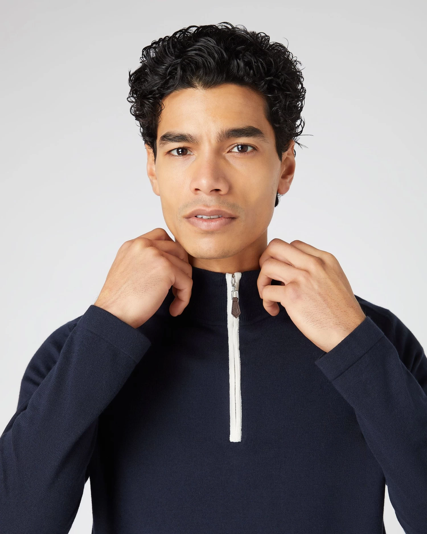 Men's Salcombe Half Zip Cotton Cashmere Jumper Navy Blue 7 Men's Salcombe Half Zip Cotton Cashmere Jumper Navy Blue - Image 5