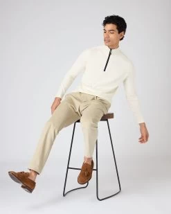 Men's Salcombe Half Zip Cotton Cashmere Jumper New Ivory White -Cozy Fashion Shop SS24 NPG107940R N37 3