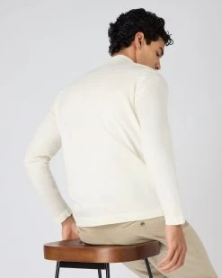 Men's Salcombe Half Zip Cotton Cashmere Jumper New Ivory White -Cozy Fashion Shop SS24 NPG107940R N37 4