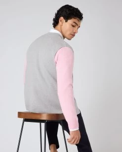 Men's Penzance Cotton Cashmere Gilet Fumo Grey -Cozy Fashion Shop SS24 NPG108002R FUM 4