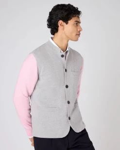 Men's Penzance Cotton Cashmere Gilet Fumo Grey -Cozy Fashion Shop SS24 NPG108002R FUM 5