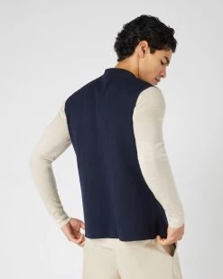 Men's Penzance Cotton Cashmere Gilet Navy Blue -Cozy Fashion Shop SS24 NPG108002R NVY 4