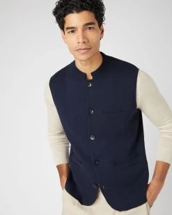 Men's Penzance Cotton Cashmere Gilet Navy Blue -Cozy Fashion Shop SS24 NPG108002R NVY 5