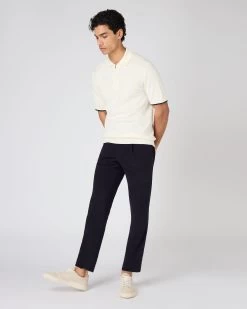 Men's Polo Zip Cotton Cashmere T-Shirt New Ivory White 9 Men's Polo Zip Cotton Cashmere T-Shirt New Ivory White -Cozy Fashion Shop SS24 NPG108446 N37 3