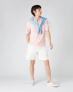 Men's Polo Zip Cotton Cashmere T-Shirt Spring Pink 9 Men's Polo Zip Cotton Cashmere T-Shirt Spring Pink -Cozy Fashion Shop SS24 NPG108446 SPN 3
