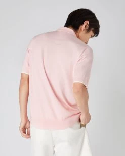 Men's Polo Zip Cotton Cashmere T-Shirt Spring Pink 10 Men's Polo Zip Cotton Cashmere T-Shirt Spring Pink -Cozy Fashion Shop SS24 NPG108446 SPN 4