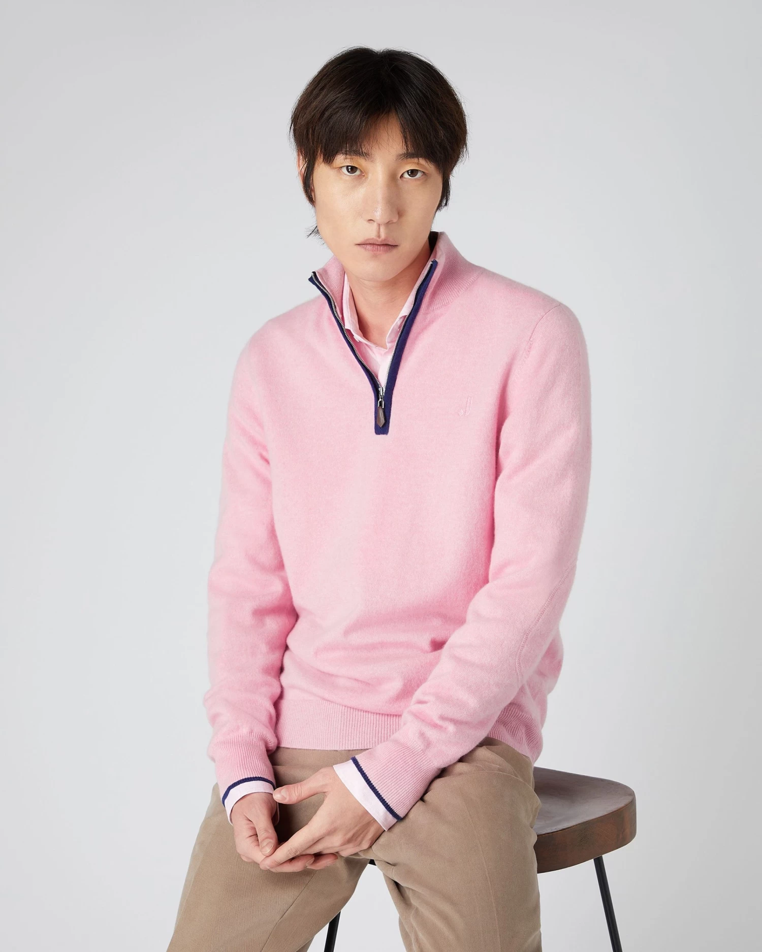 The Jockey Club Men's Half Zip Cashmere Jumper Flamingo Pink 5 The Jockey Club Men's Half Zip Cashmere Jumper Flamingo Pink - Image 3