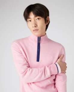 The Jockey Club Men's Half Zip Cashmere Jumper Flamingo Pink 14 The Jockey Club Men's Half Zip Cashmere Jumper Flamingo Pink -Cozy Fashion Shop SS24 NPG108621 FPF 5