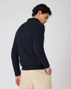 The Jockey Club Men's Half Zip Cashmere Jumper Navy Blue -Cozy Fashion Shop SS24 NPG108621 NVZ 4