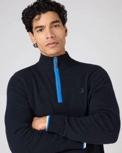 The Jockey Club Men's Half Zip Cashmere Jumper Navy Blue -Cozy Fashion Shop SS24 NPG108621 NVZ 5