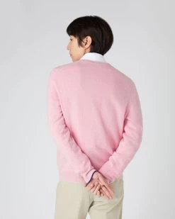 The Jockey Club Men's V Neck Cashmere Jumper Flamingo Pink -Cozy Fashion Shop SS24 NPG108622 FPF 4