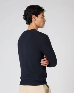 The Jockey Club Men's V Neck Cashmere Jumper Navy Blue -Cozy Fashion Shop SS24 NPG108622 NVZ 4
