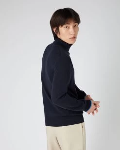 The Jockey Club Men's Roll Neck Cashmere Jumper Navy Blue -Cozy Fashion Shop SS24 NPG108639 N60 4