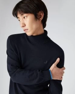 The Jockey Club Men's Roll Neck Cashmere Jumper Navy Blue -Cozy Fashion Shop SS24 NPG108639 N60 5