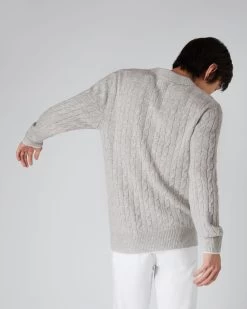 Men's Cable Polo Cashmere Shirt Fumo Grey -Cozy Fashion Shop SS24 NPG109172 F63 4
