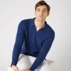 Men's Cable Polo Cashmere Shirt French Blue