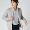 Men's Contrast Cable Full Zip Cashmere Jumper Fumo Grey -Cozy Fashion Shop SS24 NPG109175 F65 1