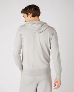 Men's Cotton Cashmere Silk Hoodie Fumo Grey -Cozy Fashion Shop SS24 NPG109176 FNI 4