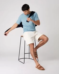 Men's Henley Cotton Cashmere T-Shirt Cornflower Blue 10 Men's Henley Cotton Cashmere T-Shirt Cornflower Blue -Cozy Fashion Shop SS24 NPG109183 C01 3