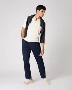 Men's Henley Cotton Cashmere T-Shirt New Ivory White 9 Men's Henley Cotton Cashmere T-Shirt New Ivory White -Cozy Fashion Shop SS24 NPG109183 NIV 3