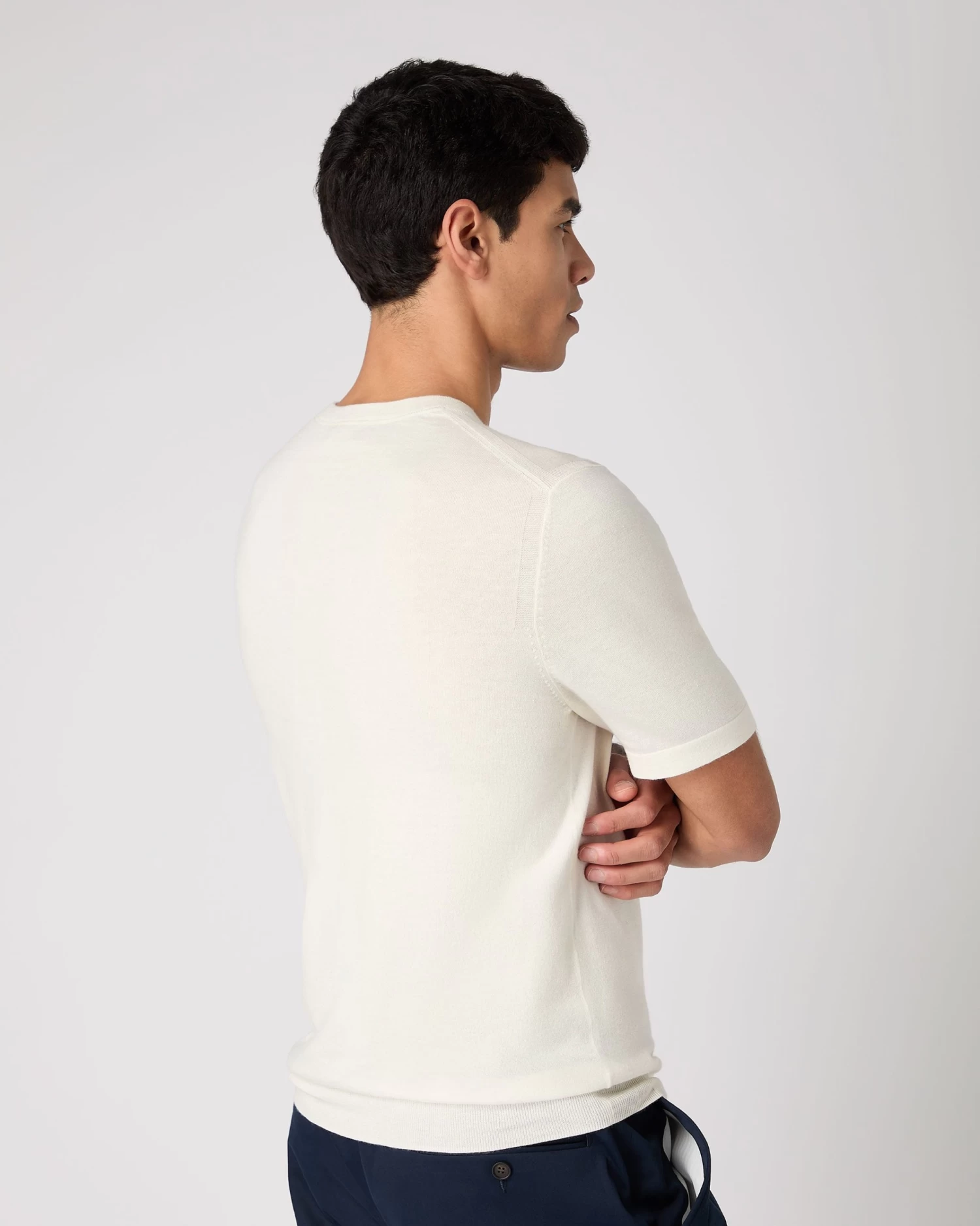 Men's Henley Cotton Cashmere T-Shirt New Ivory White 6 Men's Henley Cotton Cashmere T-Shirt New Ivory White - Image 4