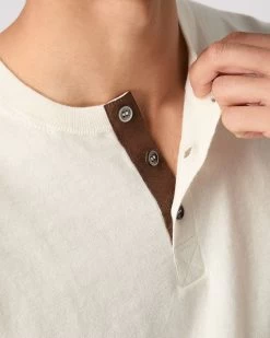 Men's Henley Cotton Cashmere T-Shirt New Ivory White 11 Men's Henley Cotton Cashmere T-Shirt New Ivory White -Cozy Fashion Shop SS24 NPG109183 NIV 5