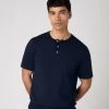 Men's Henley Cotton Cashmere T-Shirt Navy Blue -Cozy Fashion Shop SS24 NPG109183 NVY 1