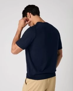 Men's Henley Cotton Cashmere T-Shirt Navy Blue -Cozy Fashion Shop SS24 NPG109183 NVY 4