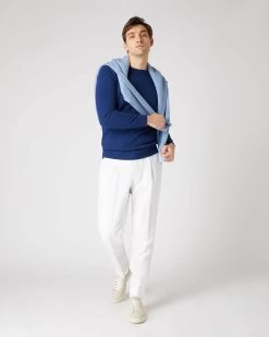 Men's Shoreditch Round Neck Cashmere Jumper French Blue -Cozy Fashion Shop SS24 NPG109185 F71 3