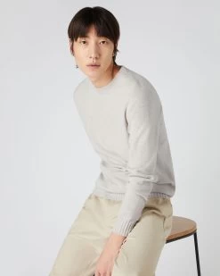 Men's Shoreditch Round Neck Cashmere Jumper Pebble Grey
