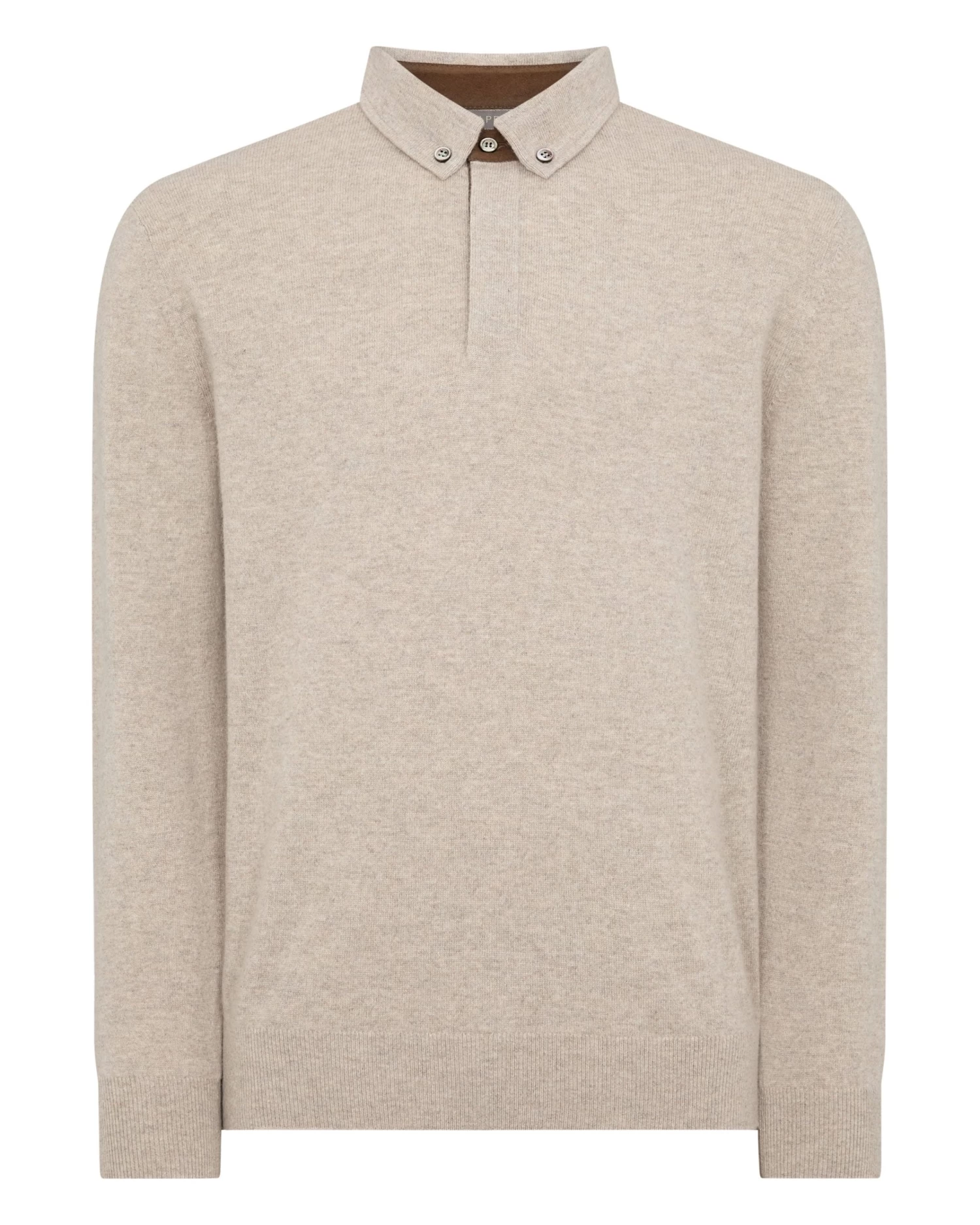 Men's Relaxed Polo Cashmere Shirt Oatmeal Brown 4 Men's Relaxed Polo Cashmere Shirt Oatmeal Brown - Image 2