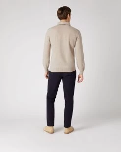 Men's Relaxed Polo Cashmere Shirt Oatmeal Brown 12 Men's Relaxed Polo Cashmere Shirt Oatmeal Brown -Cozy Fashion Shop SS24 NPG109190 OAT 4