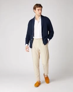 Men's Cotton Cashmere Silk Cardigan Navy Blue -Cozy Fashion Shop SS24 NPG109194 NVY 3