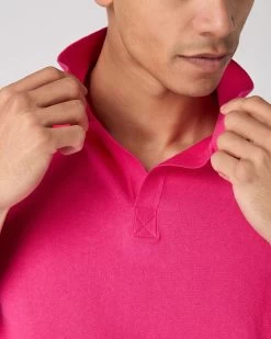 Men's Polo Cotton Cashmere T-Shirt Crush Pink 11 Men's Polo Cotton Cashmere T-Shirt Crush Pink -Cozy Fashion Shop SS24 NPG109227 CRP 5