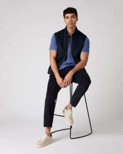 Men's Polo Cotton Cashmere T-Shirt Denim Blue -Cozy Fashion Shop SS24 NPG109227 DEN 3