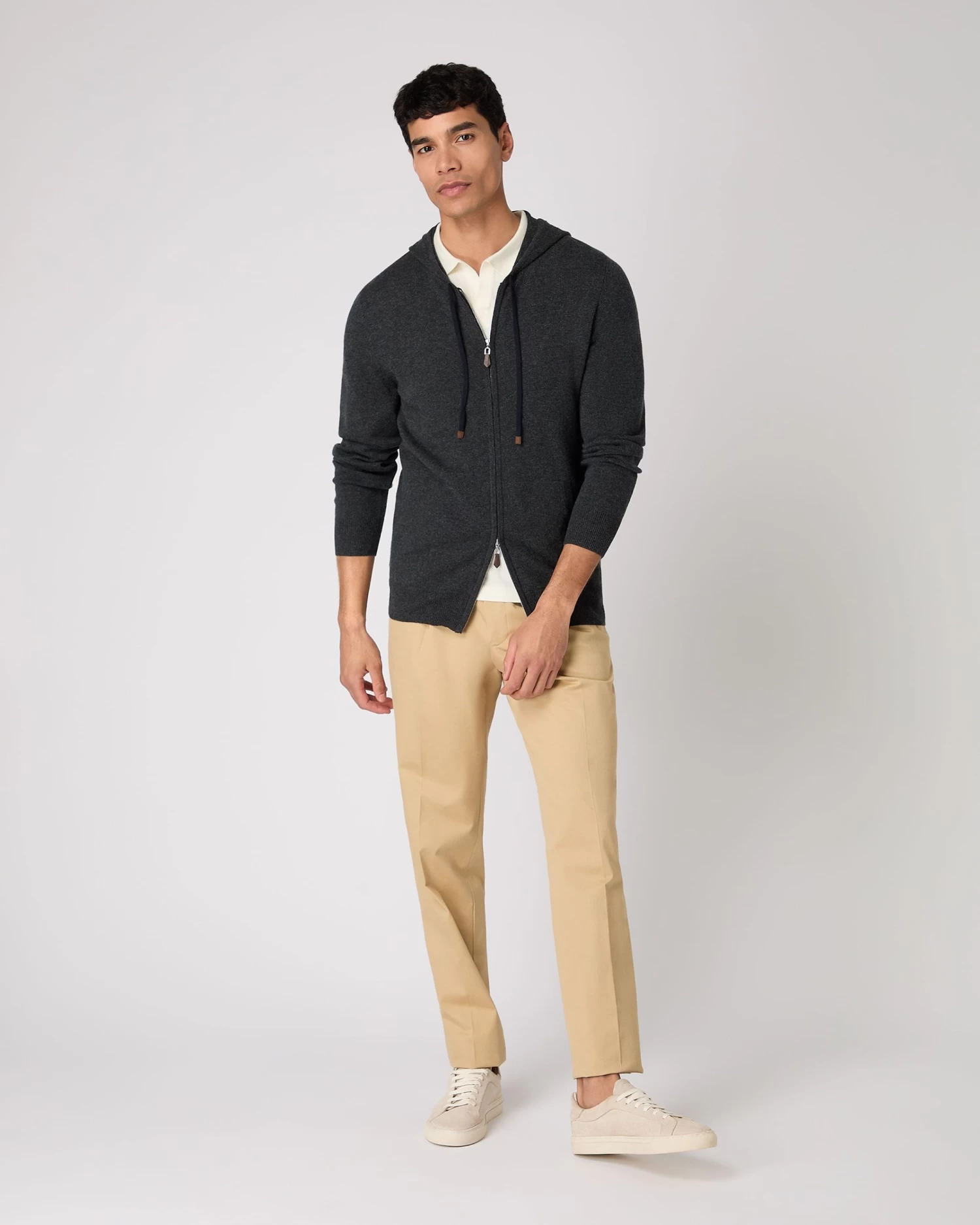 Men's Polo Cotton Cashmere T-Shirt New Ivory White 5 Men's Polo Cotton Cashmere T-Shirt New Ivory White - Image 3