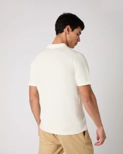 Men's Polo Cotton Cashmere T-Shirt New Ivory White 12 Men's Polo Cotton Cashmere T-Shirt New Ivory White -Cozy Fashion Shop SS24 NPG109227 NIV 4