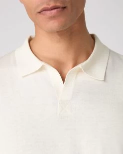 Men's Polo Cotton Cashmere T-Shirt New Ivory White 13 Men's Polo Cotton Cashmere T-Shirt New Ivory White -Cozy Fashion Shop SS24 NPG109227 NIV 5