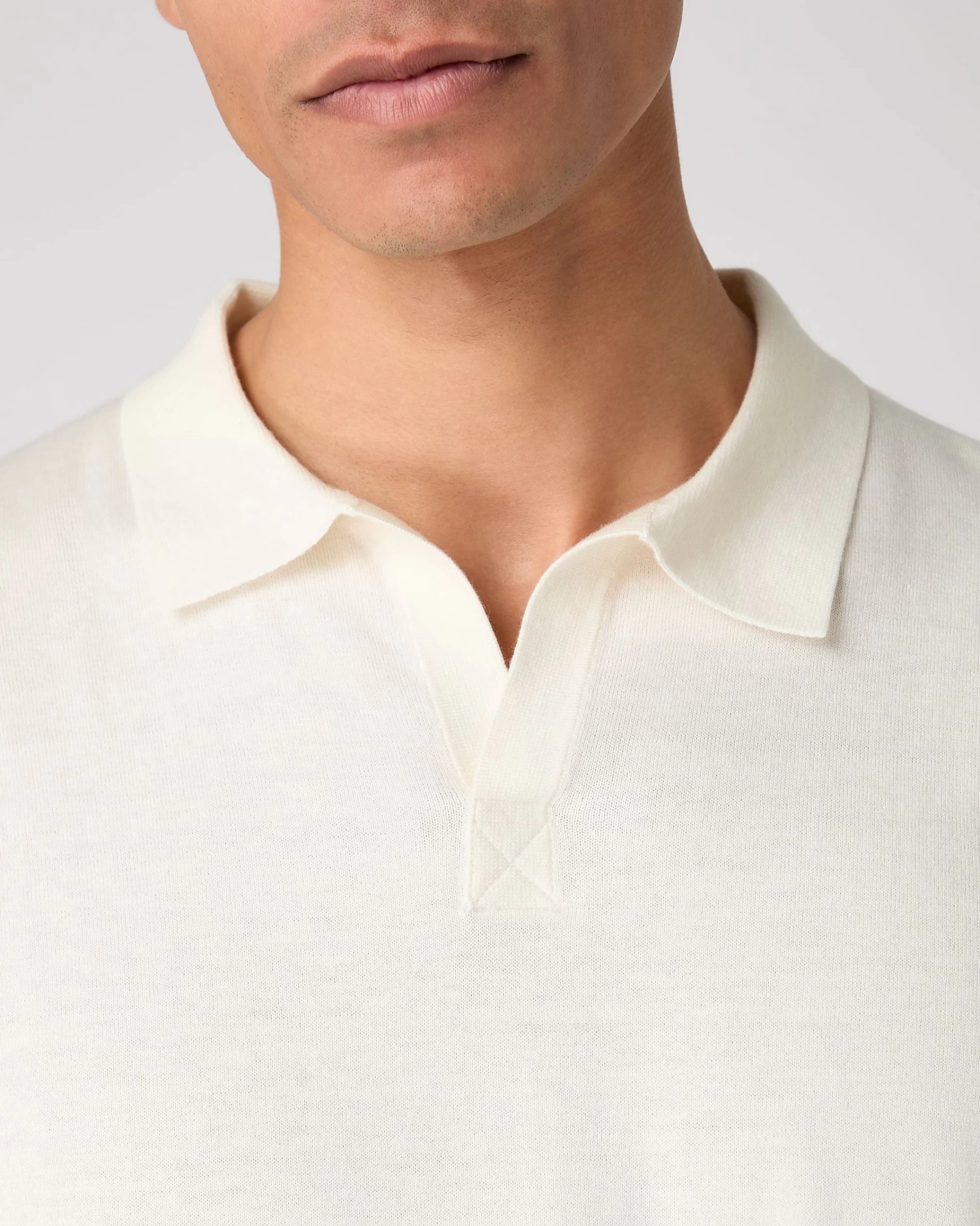 Men's Polo Cotton Cashmere T-Shirt New Ivory White 7 Men's Polo Cotton Cashmere T-Shirt New Ivory White - Image 5
