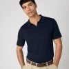 Men's Polo Cotton Cashmere T-Shirt Navy Blue