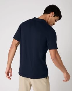 Men's Polo Cotton Cashmere T-Shirt Navy Blue -Cozy Fashion Shop SS24 NPG109227 NVY 4