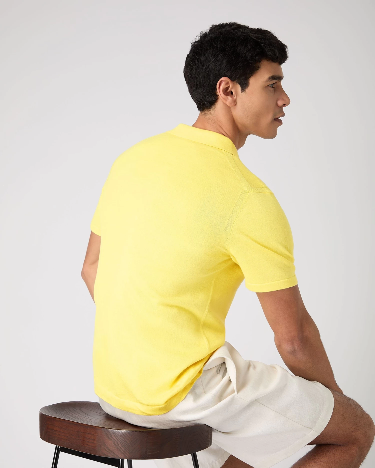 Men's Polo Cotton Cashmere T-Shirt Sunshine Yellow 6 Men's Polo Cotton Cashmere T-Shirt Sunshine Yellow - Image 4