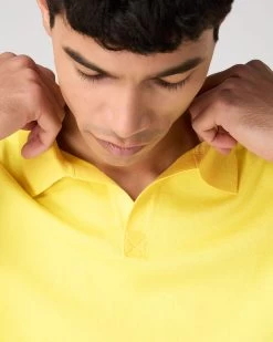 Men's Polo Cotton Cashmere T-Shirt Sunshine Yellow 11 Men's Polo Cotton Cashmere T-Shirt Sunshine Yellow -Cozy Fashion Shop SS24 NPG109227 SYE 5