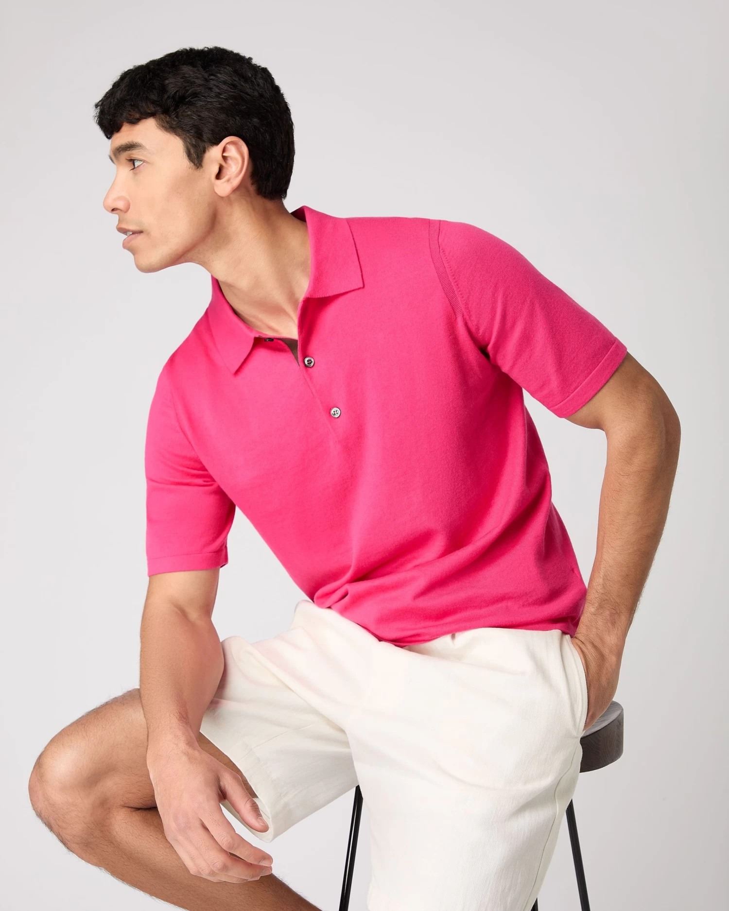 Men's Rock Polo Cotton Cashmere T-Shirt Crush Pink 3 Men's Rock Polo Cotton Cashmere T-Shirt Crush Pink