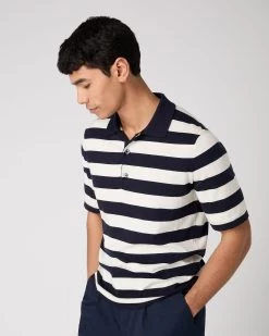 Men's Rock Polo Cotton Cashmere T-Shirt Stripe
